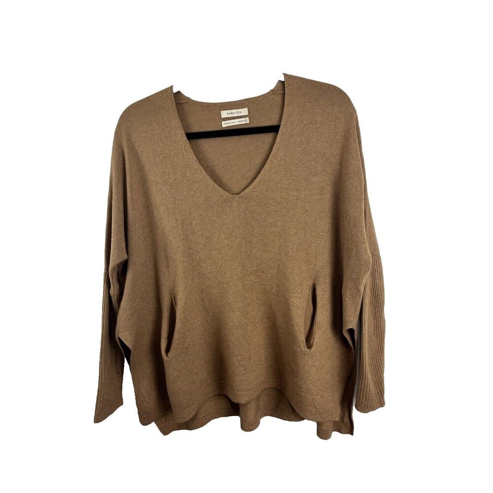 Aritzia Babaton Merino Wool Camel-Colour V-Neck Sweater Women's Size XXS